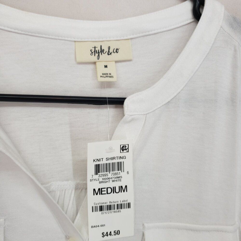 Style & Co Long Sleeve Shirt Medium Bright White (AT) - Picture 2 of 6